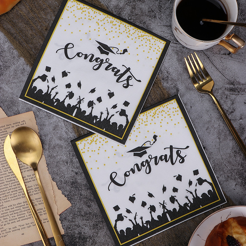 

20Pcs/Bag Graduated Disposable Printed Paper Napkin for Student 2023 Congratulation Graduation Birthday Party Decoration