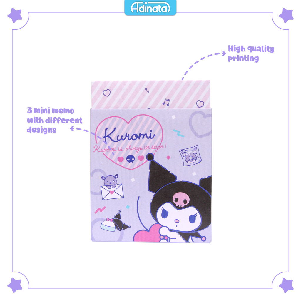 

Kuromi Mini Notes 3 Pcs (Purple) 2532-4639 / Memo / Notebook - Adinata
