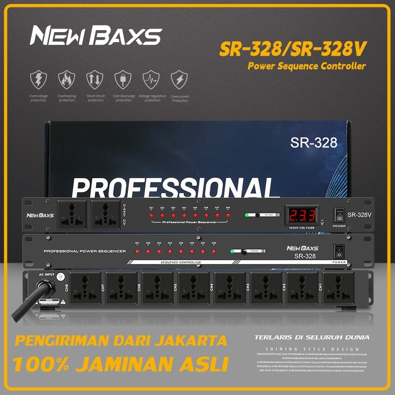Pengurus kuasa NEW BAXS SR-328/SR-328V 8-channel 40 amp power controller Audio system power timing i