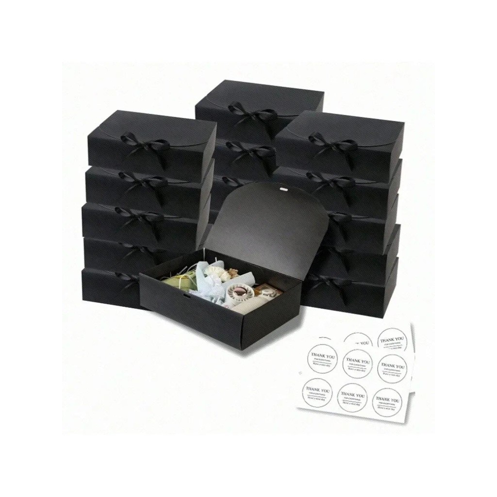 

10pcs Black Covered Gift Box, Party Gift Decoration Box, Groom Proposal Box, Birthday Gift Box, Cupcake Box, DIY Production