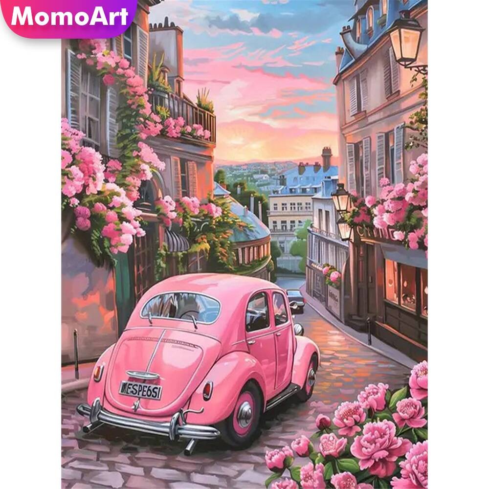 

Momoart Car Diamond Painting Landscape DIY Full Square Round Diamond Mosaic Street New Arrival Embroidery Flower Handicraft