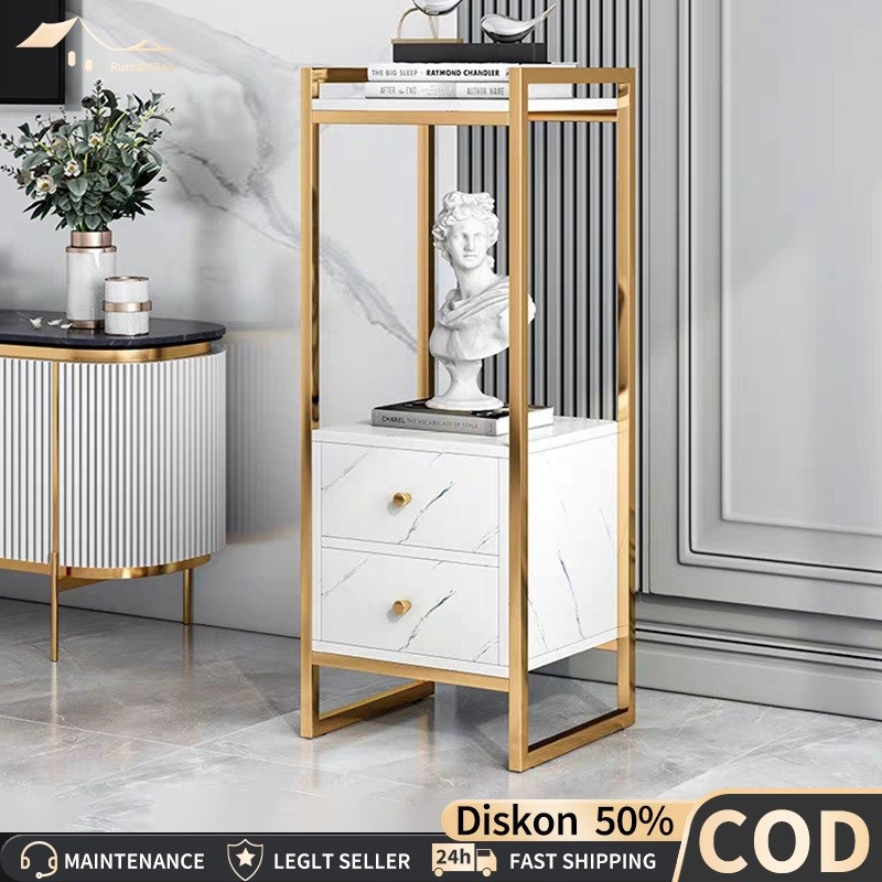 COD Meja Barber Meja Motif Marmer Meja samping Meja sudut Meja Barbershop Lemari Penyimpanan Dengan 