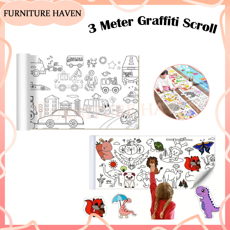 

Graffiti Scroll Kertas Mewarnai/Graffiti Scroll Kertas 3 Meter/Jumbo Coloring Sheet