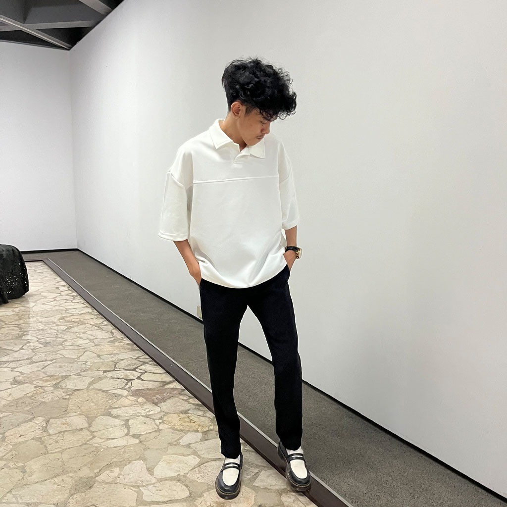 AXULE SAYNT Boxy Polo Tshirt | Kaos Polo Scuba Kerah Polos | Boxy Fit Scuba