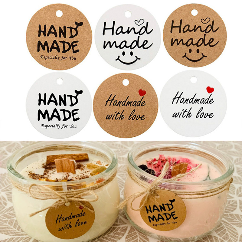 

100pcs Kraft Paper Gift Tags Handmade Tag Labels for Diy Wedding Party Gift Candle Plaster Craft Packaging Hang Paper Supplies