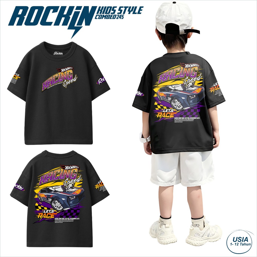 Kaos Anak Distro RACING HOTWHEELS ( 1 - 12 Tahun ) Unisex KAOS DISTRO ANAK 100% KATUN