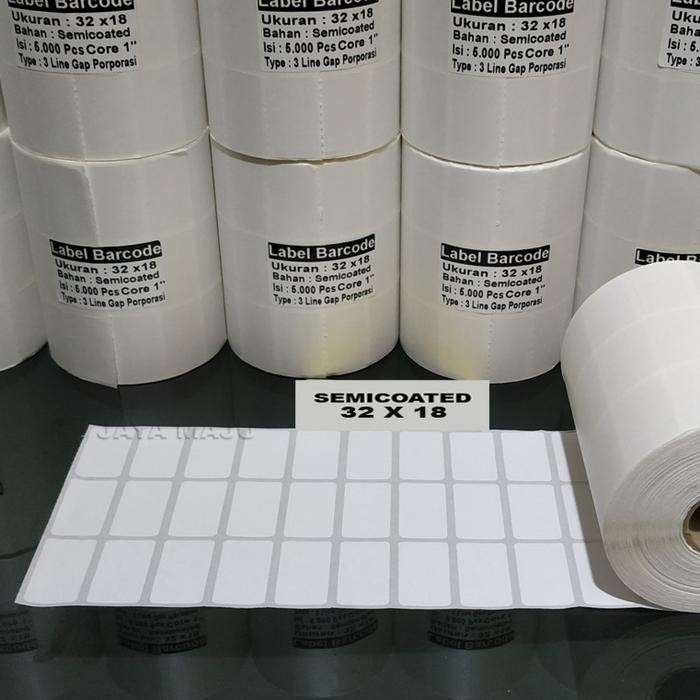 

VIRAL LABEL STICKER SEMICOATED PRINTER BARCODE 32 x 18 3 Line Gap Core 1 Inch Isi 5.000 Pcs Label Face In NEW