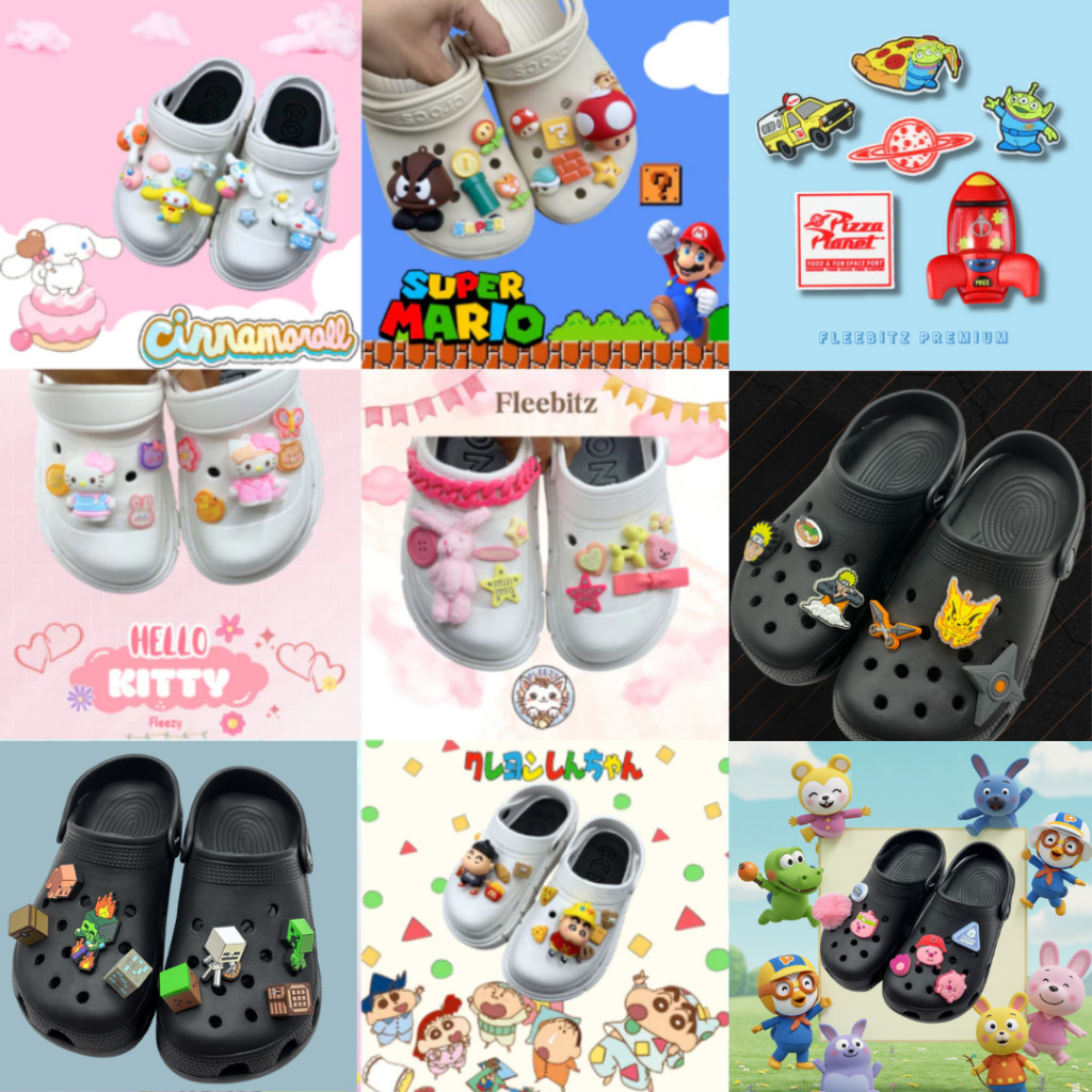 DESY.RATNA JIBBITZ SET FLEEZY - Jibbitz Satu Set Berkarakter -Aksesoris Jibbitz Charm Gesper Sandal 