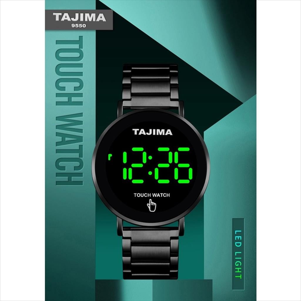 Jam Tangan Digital Pria Tajima LED Watch 9550 Stainless Steel Tahan Air 50 Meter Garansi + BOX  (taj