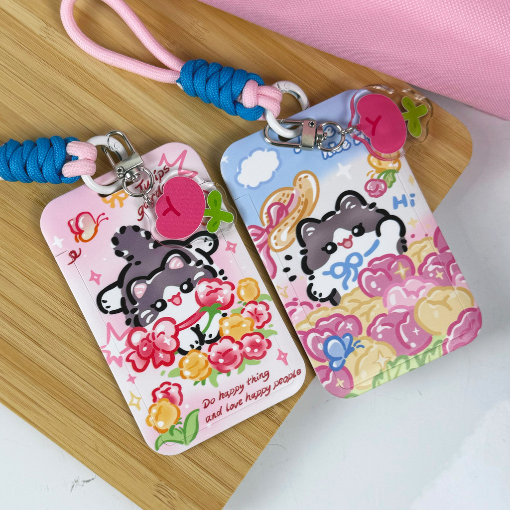 

Tulip Bloom Edition Cahol Lanyard Card Holder Lucu Motif Kucing & Bunga TK151