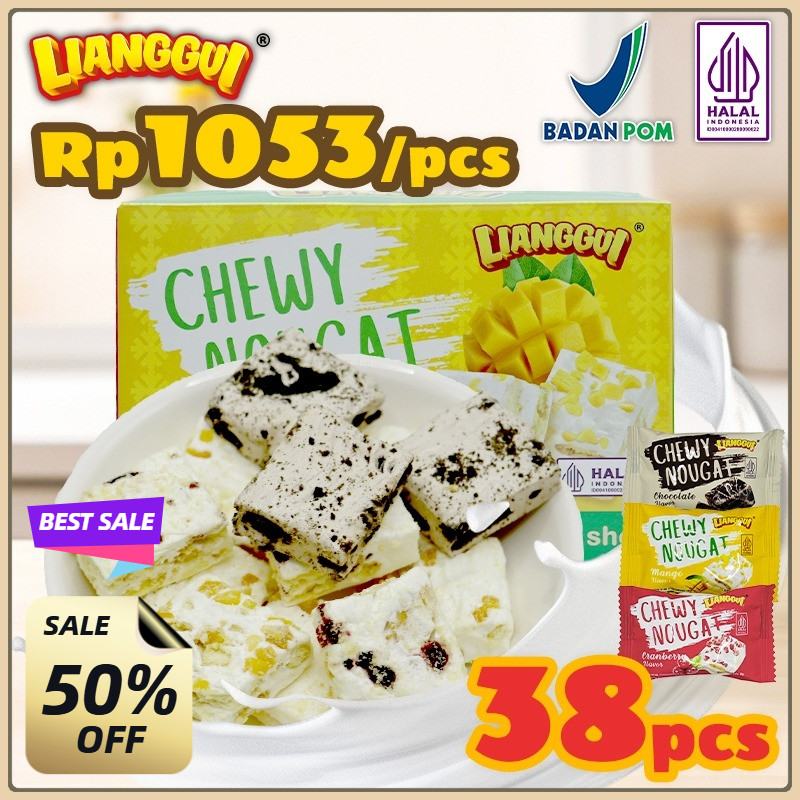 

[Pengiriman 24 jam] LIANGGUI HALAL Lianggui - Nougat Halal [Coklat/Mangga/Cranberry] Snack Viral Cemilan Anak & Keluarga Best Seller permen viral