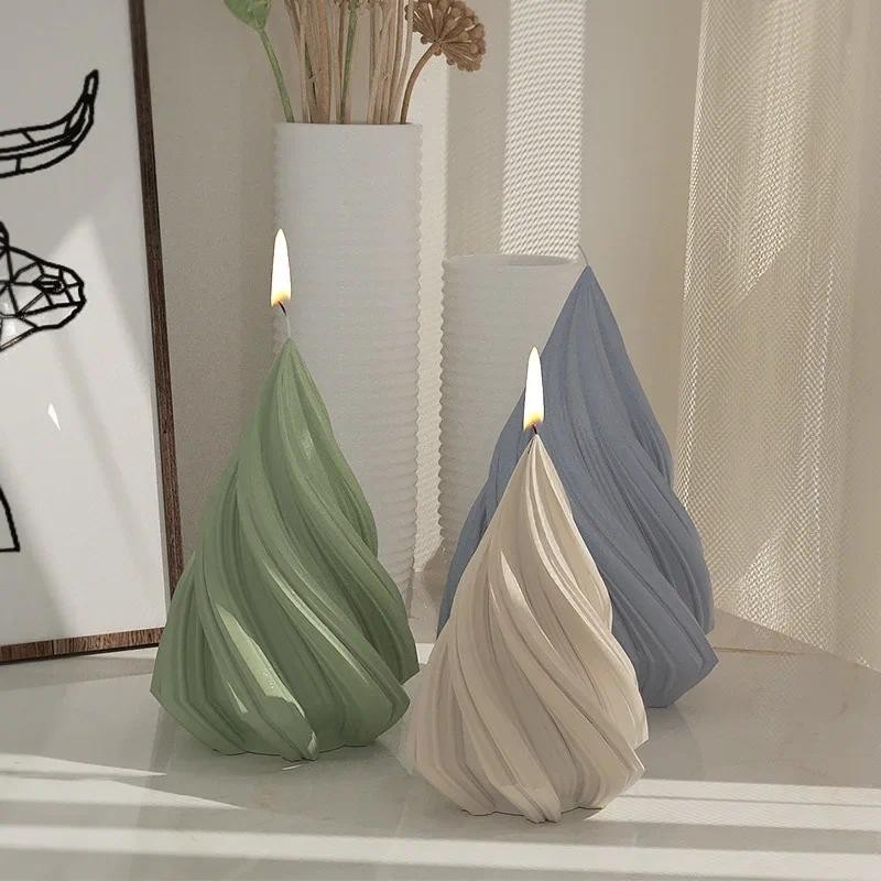 

Irregular Geometric Wave Rotating Candle Mould 3D Rotating Cone Silicone Candle Mold DIY Resin Soap Crafts Candle Making Mold
