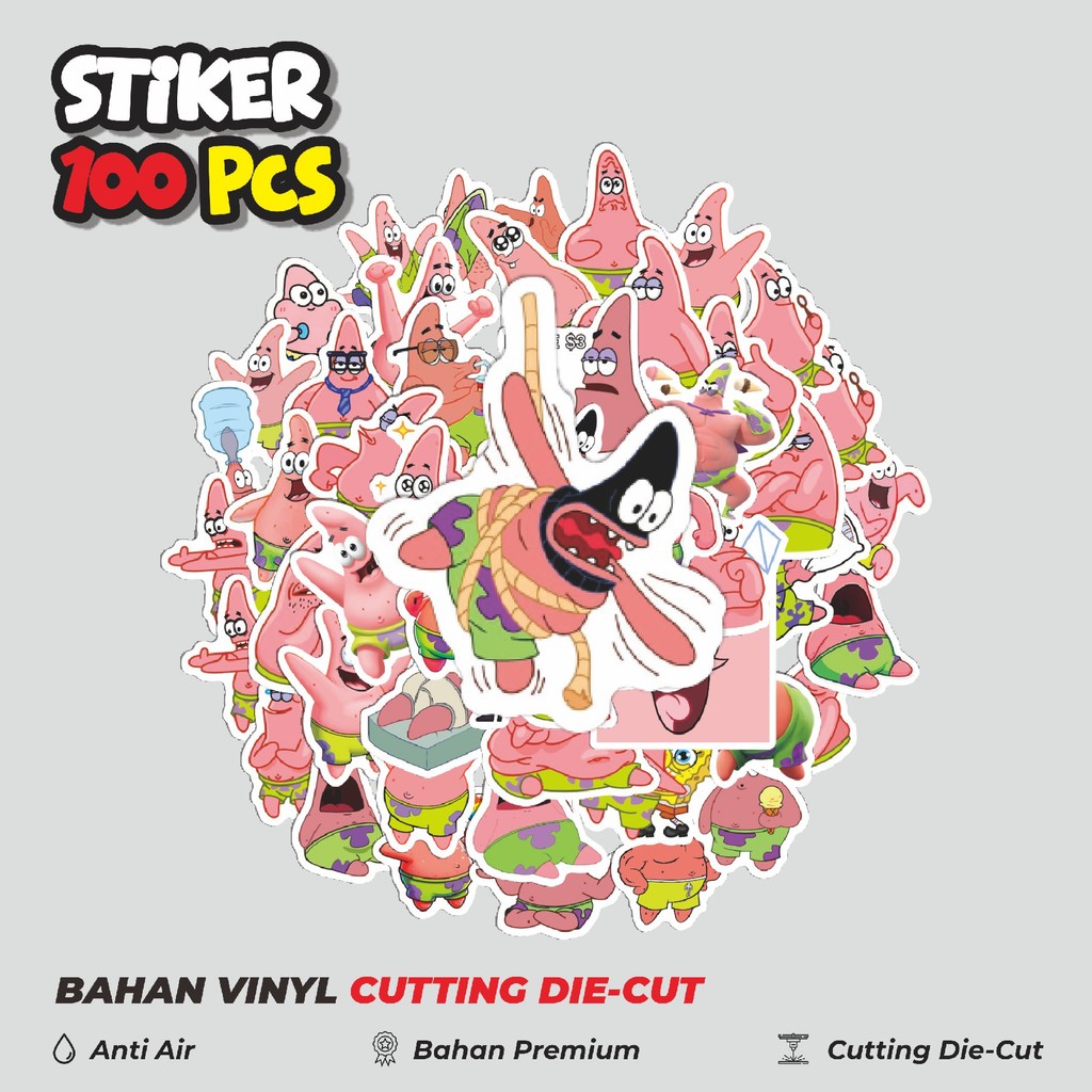 

Terbaru! 50 pcs Stiker Kartun Patrick Star V1 Dekorasi Lucu Kreatif untuk Notebook, Skateboard, HP
