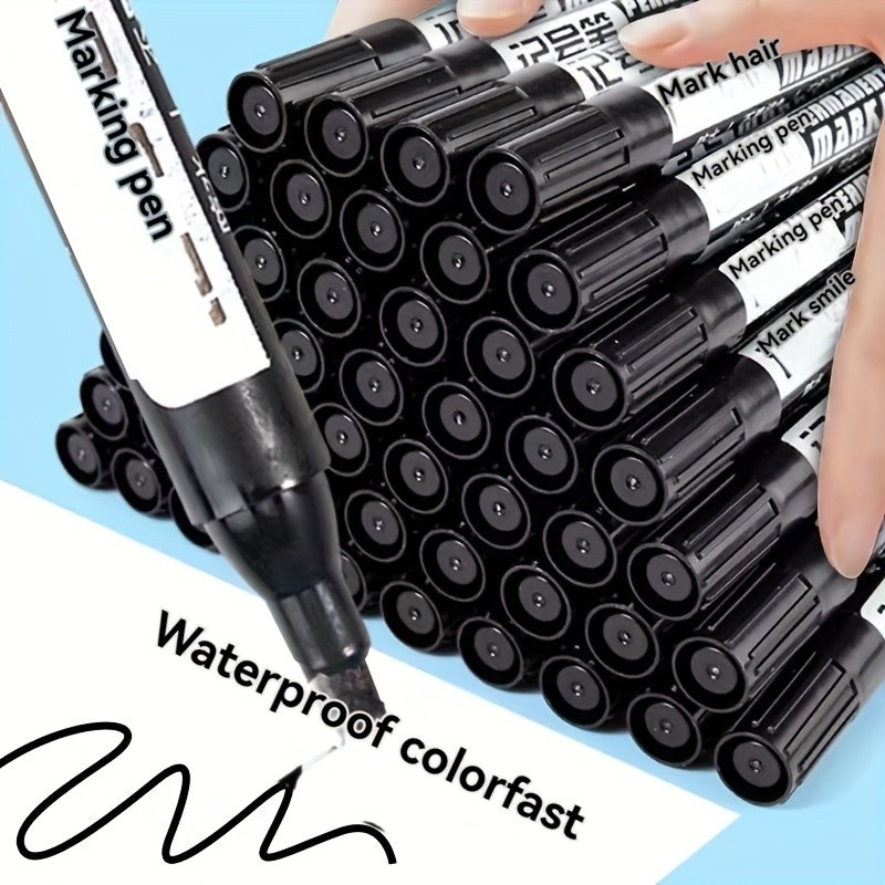 

10pcs Waterproof Markers,2mm Fine Tip - Ideal for Paper,Steel,Glass - Perfect for School & Office Use, Smooth Writing Experience