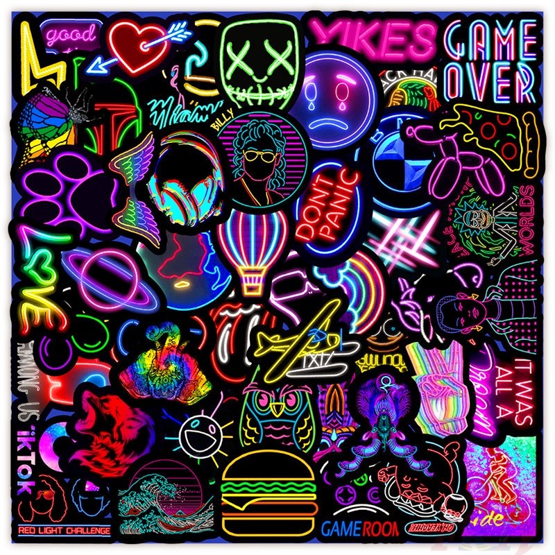 

Stiker Graffiti Harajuku Seri 06 JMD Warna Neon 25Pcs / Set Stiker Doodle DIY Anti Air