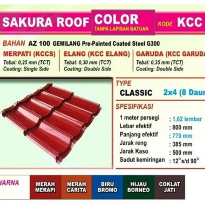 Atap Genteng Metal Sakura Roof Tebal 0.3 – 0.35 mm

