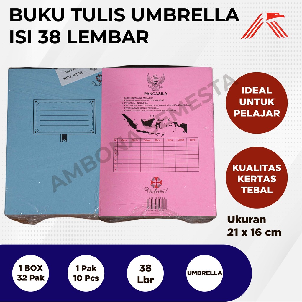 

Buku Tulis Umbrella isi 38Lbr BC @10 Pcs