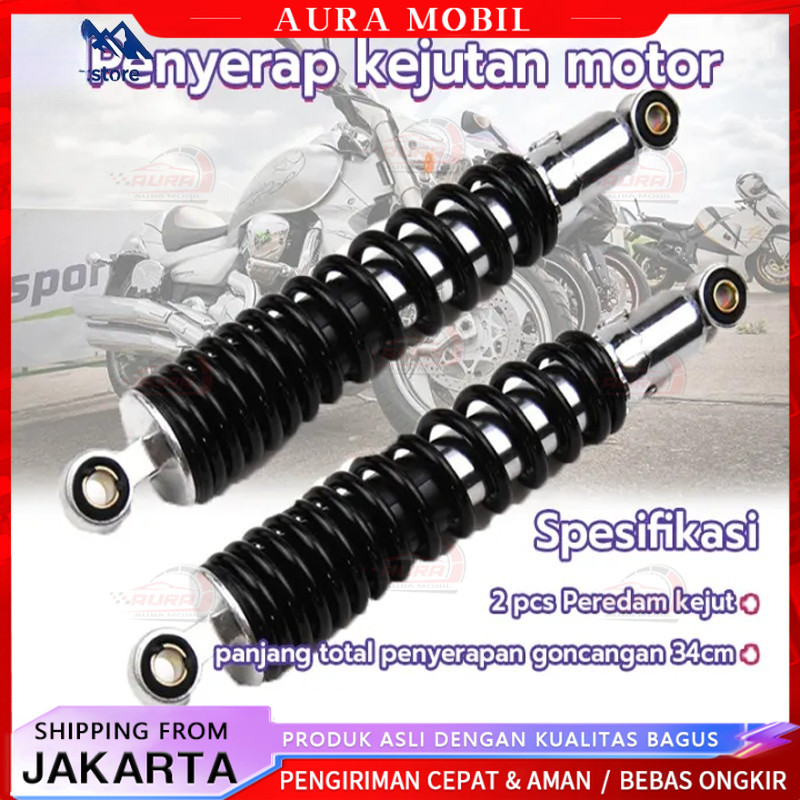 2PCS Shockbreaker Belakang Shock Absorber Motor Cocok untuk Semua Jenis Sepeda Belakang Sepeda Motor