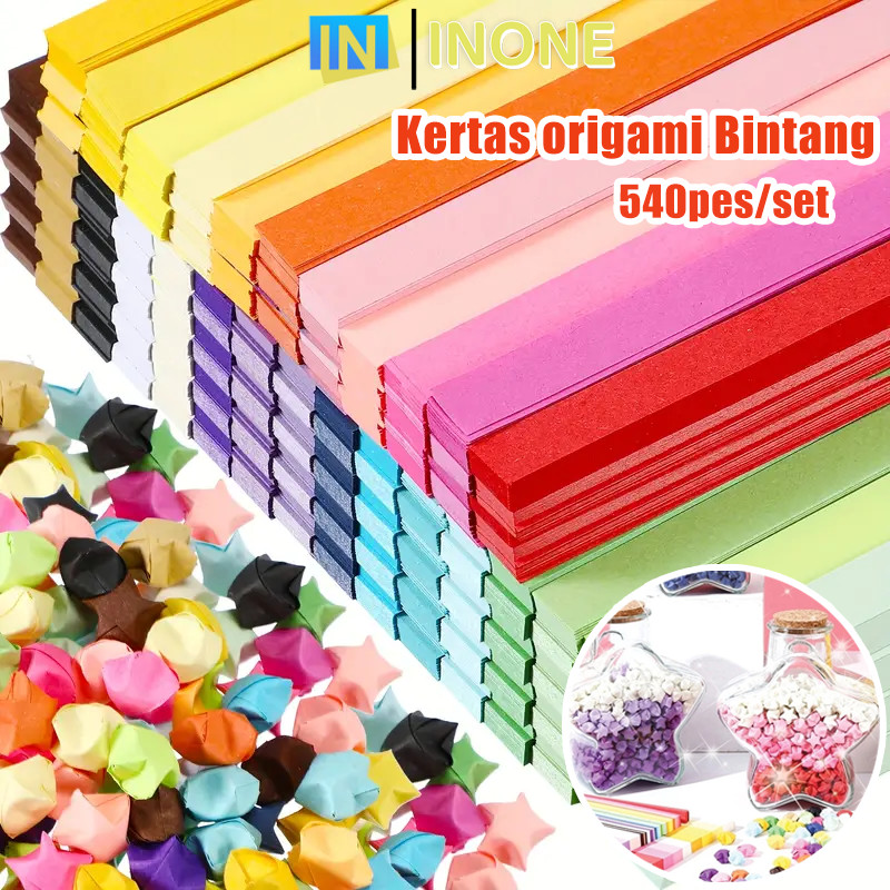 

INONE - 540pcs Kertas Origami Bintang Diy Berwarna Star Paper Craft Handmade