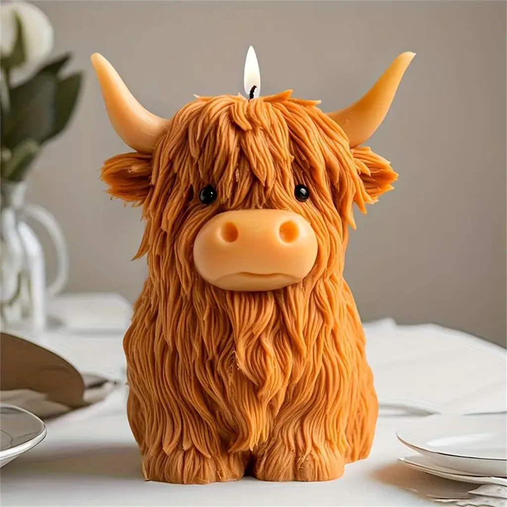 

3D Highland Cow Silicone Candle Mold DIY Highland Yak Shape Scented Candle Plaster Mold Animal Home Decor Tool