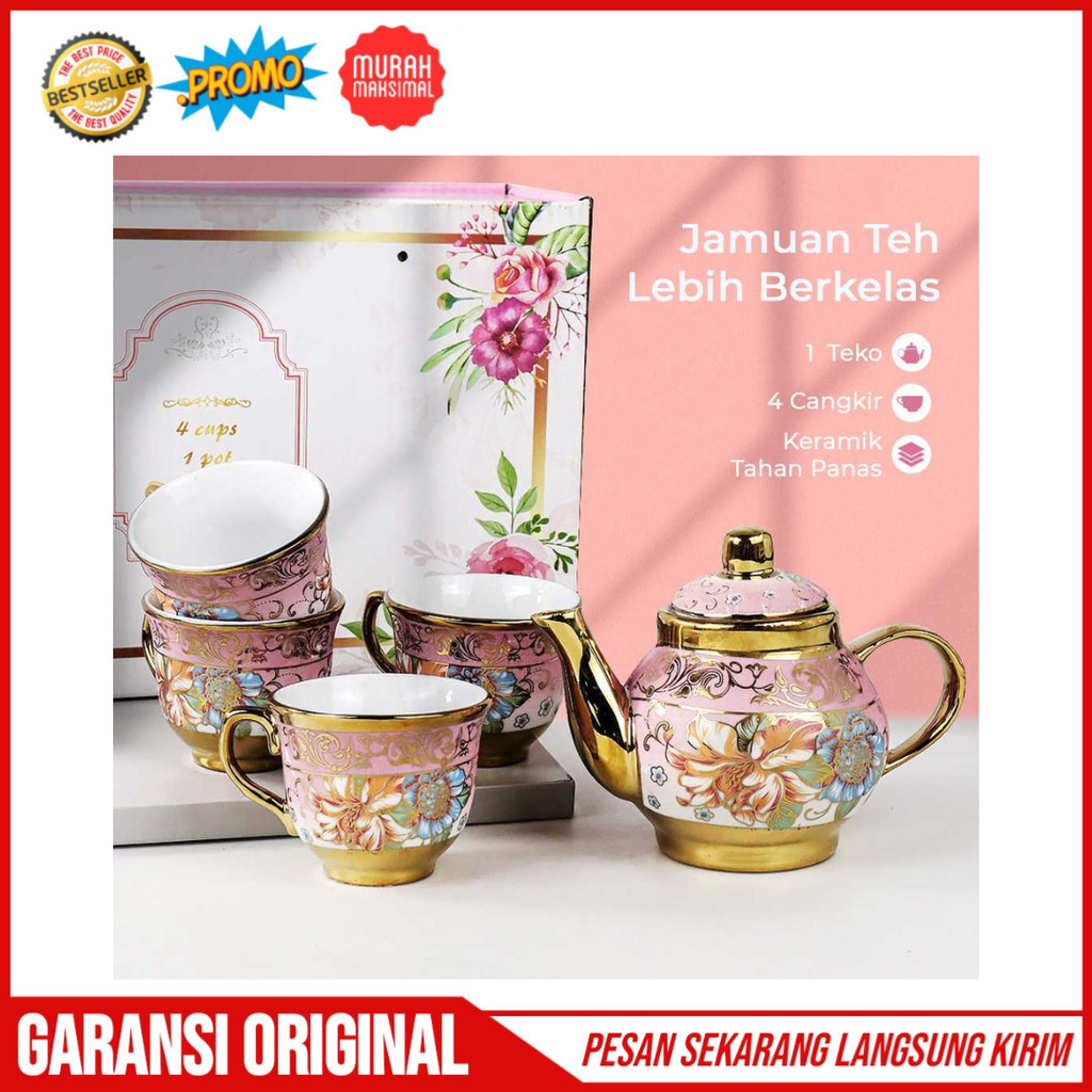 

Set Teko Gelas Cangkir Keramik Cantik 4in1 Cocok Untuk Hampers Gift Box Kado Hadiah Ulang Tahun
