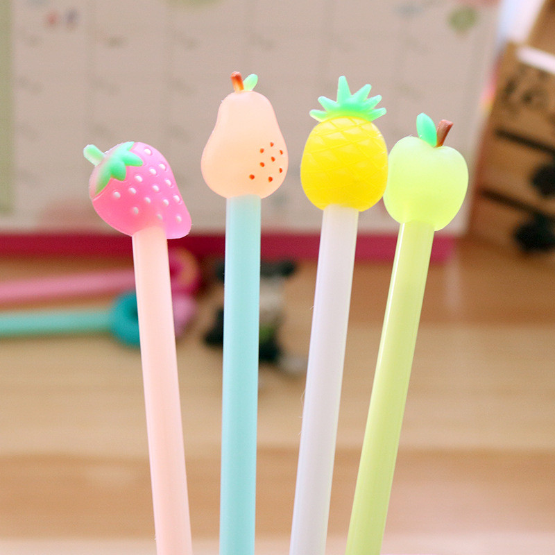 

15Pcs Creative Fruit Gel Pen Pears Pineapples Strawberries Signature Pens Cute Student Stationery Gifts