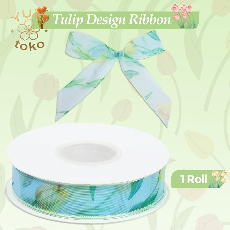 

Bunga Dekorasi Pita Organza Kotak Hadiah Pita Korean Organza 10 Yards 1 Roll Lebar 2.5cm Desain Dekorasi