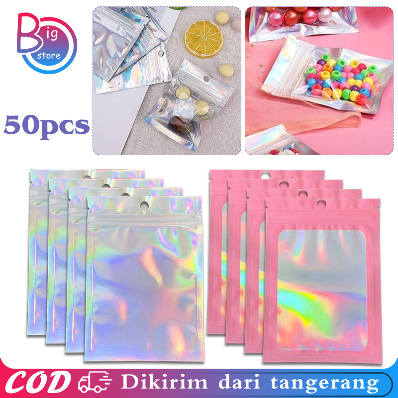 

Isi 50 Plastik Klip Ziplock Hologram Serbaguna Warna Warni Plastik Lucu Klip Perhiasan Aksesoris