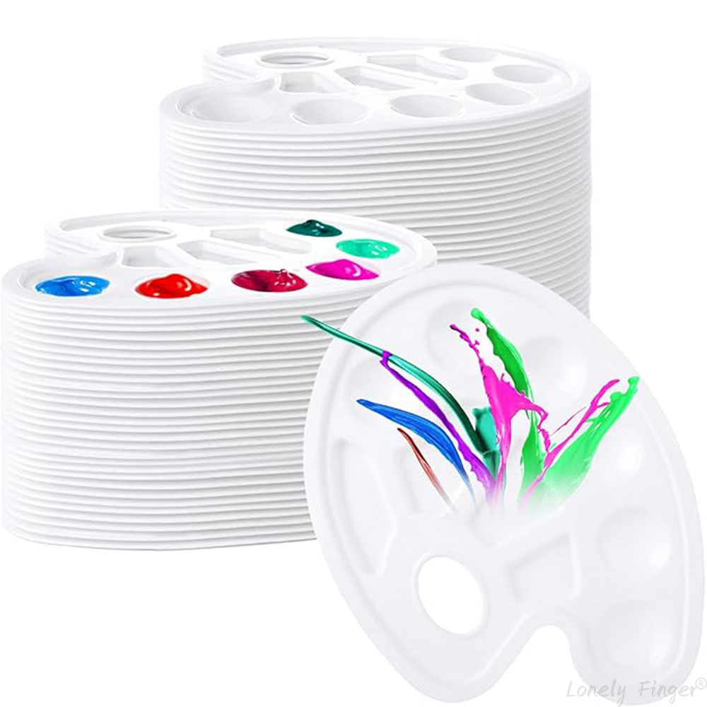

Oval Paint Palette, Plastic Paint Tray Palette with Thumb Hole, Paint Holder Tray, Plastic Paint Pallets for Craft DIY Painting