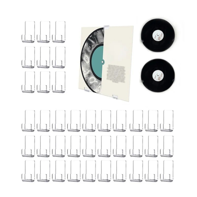 

10 PCS Mini Vinyl Record Display Racks Punch Free Transparent Acrylic Record Photo Display Stand Holder Wall Hooks CD Shelf