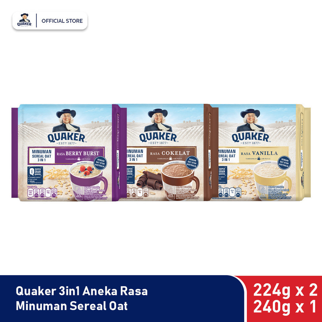 

Quaker 3in1 Minuman Sereal Oat Paket 3 Rasa
