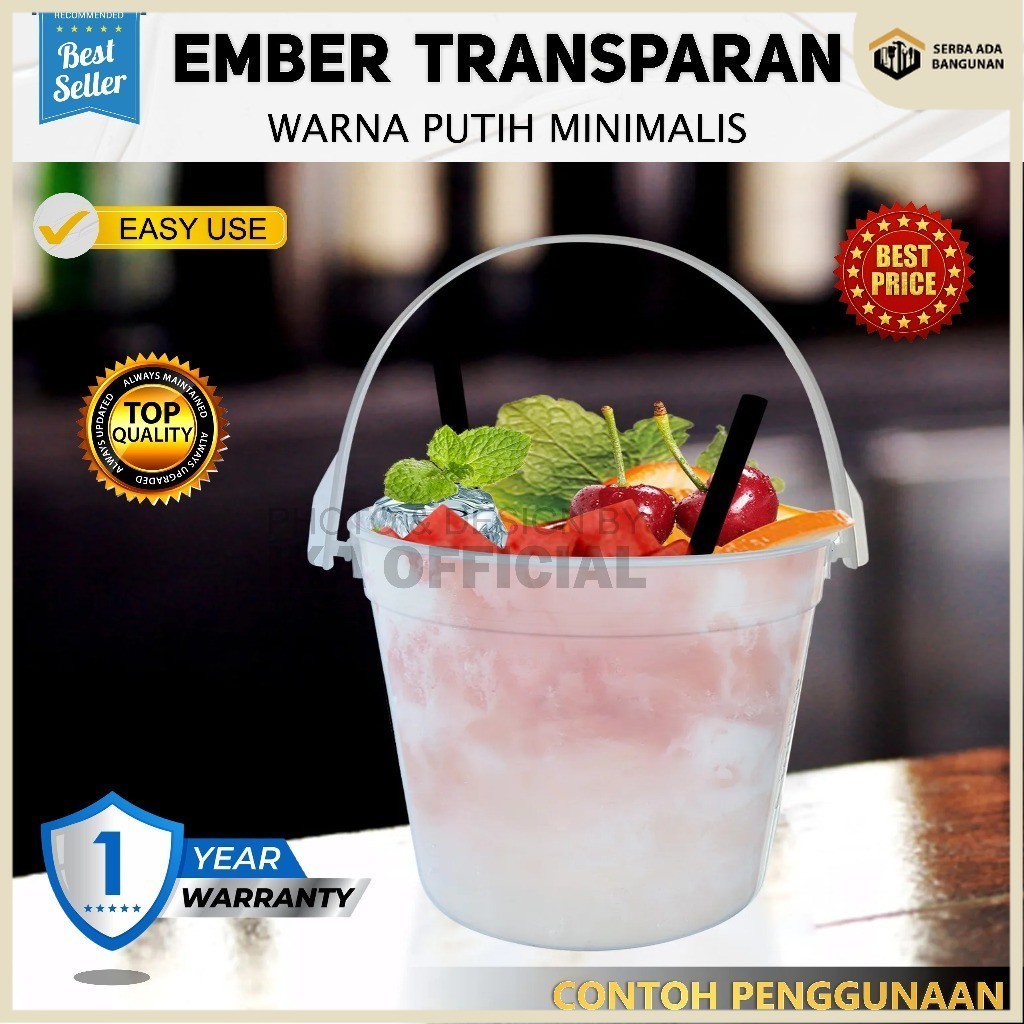 SAB Ember Plastik WARNA KECIL Transparan Putih Bening Ember Cor Anti Pecah | Ember Bangunan BESAR- H