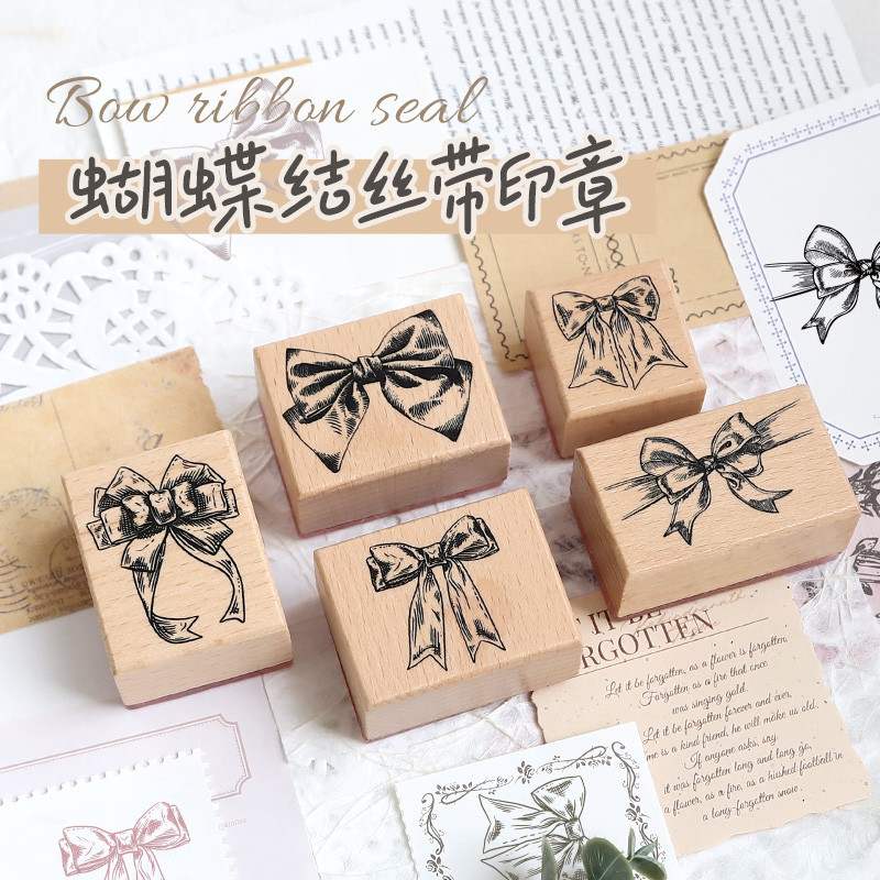 

Bow Ribbon Wood Stamps for DIY Crafts, Journaling and Scrapbooking