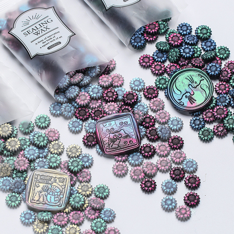 

New 500g Aurora Sealing Wax Particles Sunflower Colorful Wax Material DIY Hand Account Invitation Greeting Card Making