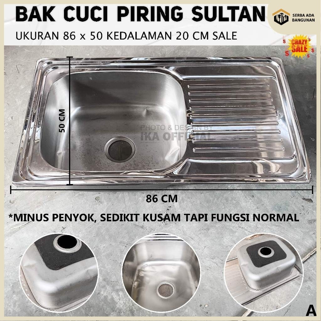 SAB SALE Bak/Wastafel Cuci Piring Stainless / Wastafel Cuci Piring Stainless Sayap Paket Bak Cuci Pi
