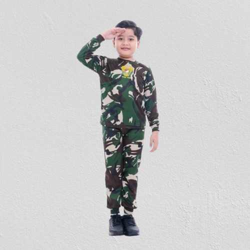 Stelan Baju Anak Loreng Tni Ad Lengan Panjang