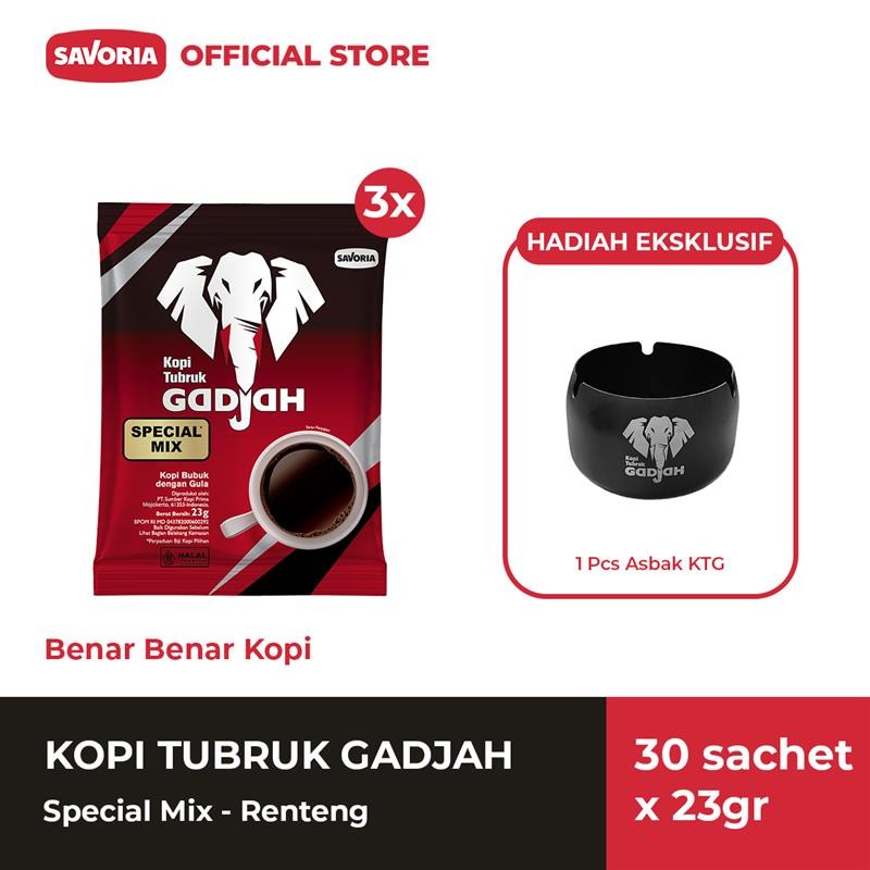 

Kopi Tubruk Gadjah Special Mix - 30 Sachet x 23g + Ash Tray