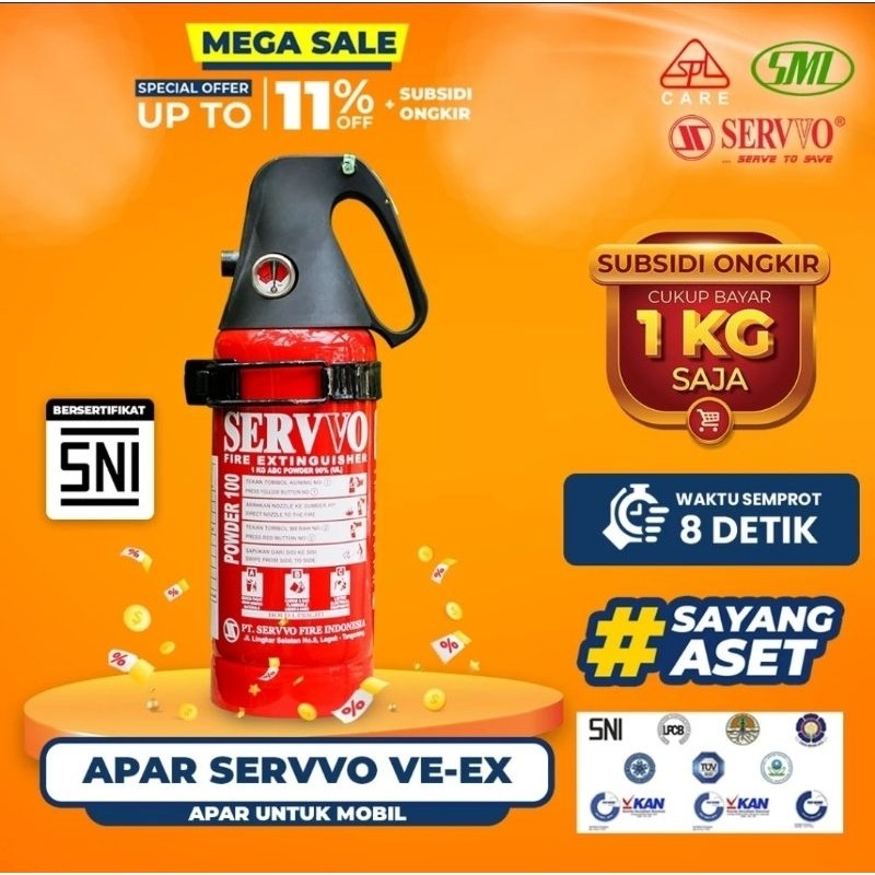 Apar SERVVO Mobil (Second Copotan Ori Mobil) 1Kg Pemadam untuk mobil Alat pemadam Api mobil Apar Ter
