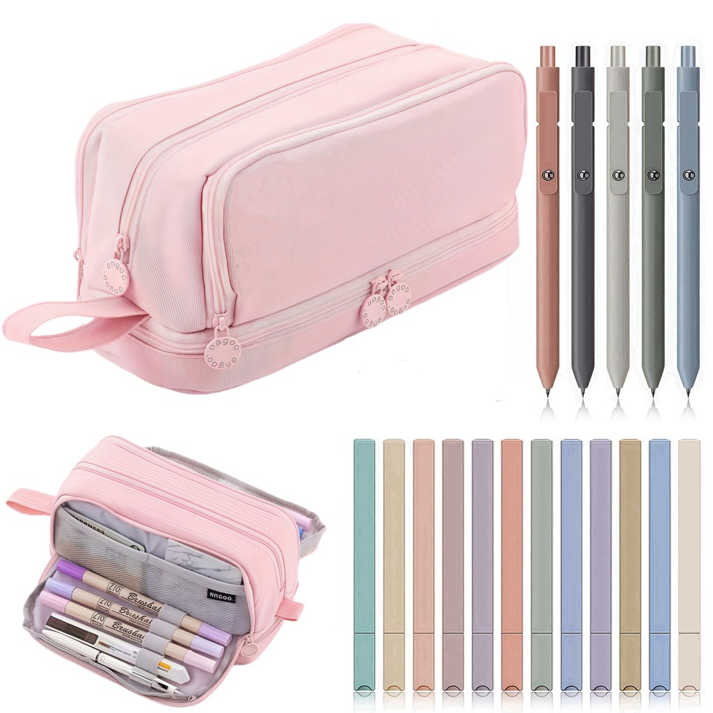 

Value stationery set, including pen pouch, neutral pen and marker, portable and durable, writing silky smooth, clear marking