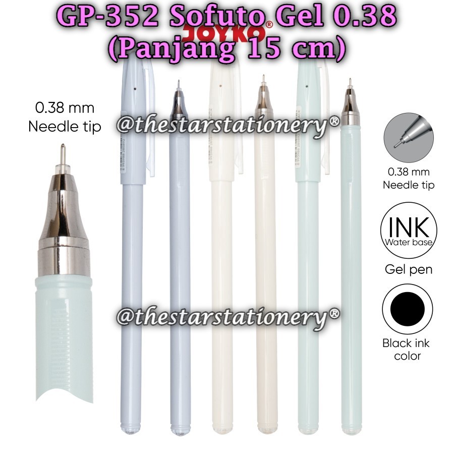 

(1 Pak Isi 12 Pcs) GROSIR Gelpen JOYKO GP-352 Sofuto Gel 0.38 Black (1 Pak Isi 12 Pcs)