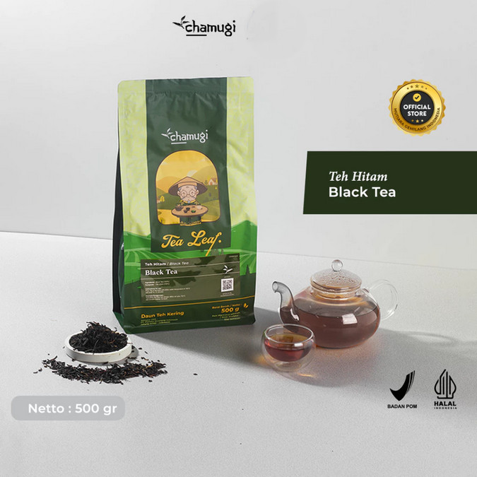 

Chamugi Teh Hitam Daun Premium 500gr Grosir – BPOM Halal | Kiloan Murah Pouch Cafe Resto Hotel Katering Bubble Tea Mixue Tianlala Bingxue Chagee