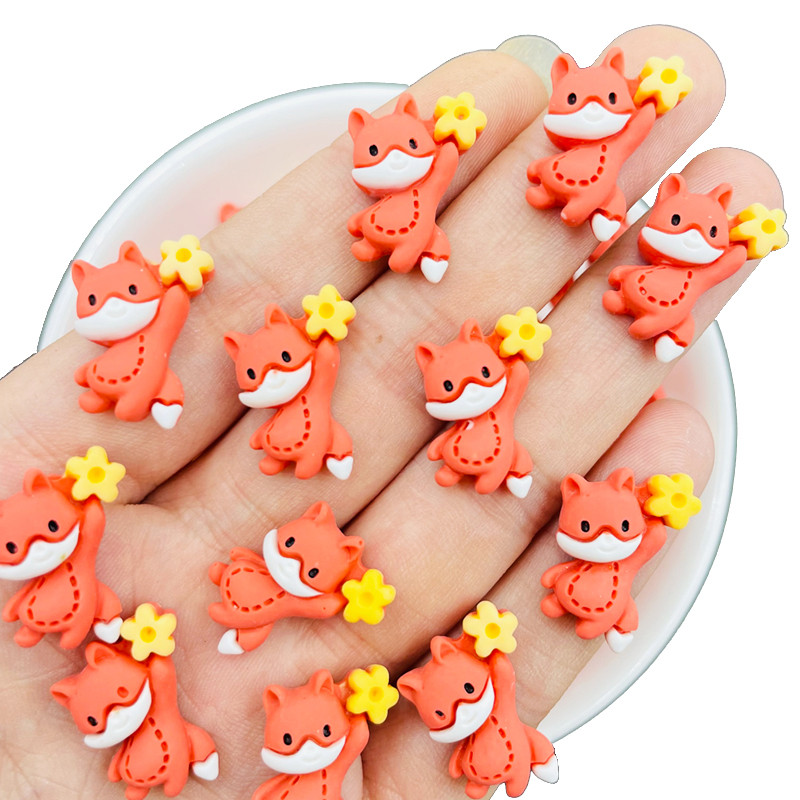 

20 Pcs New Cute Mini Animal Fox Flat Back Resin Cabochons Scrapbook Diy Earwear Hairpin Jewelry Craft Decoration Accessories A61