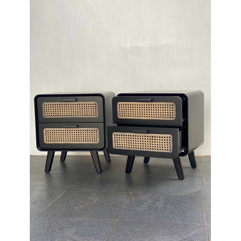 Nakas Kayu Jati Bedside Table Nakas Rotan Kayu Jati/ Nakas Kayu Jati