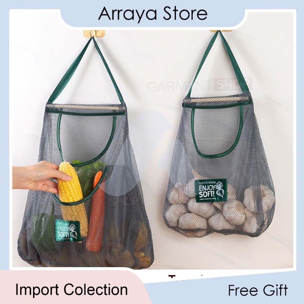 Keranjang Bawang Gantung Tempat Bawang Gantung Estetik Tas Jaring Belanja Sayur Buah Multifungsi 【Ar