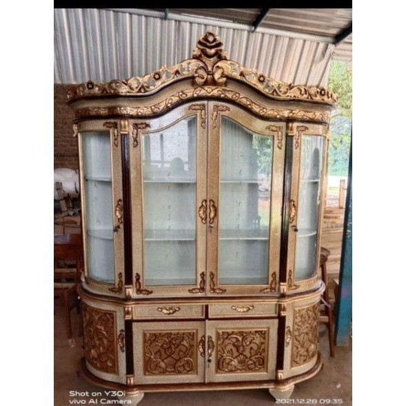 LEMARI PALUMA JATI COMBINASI DUCO PUTIH FURNITURE JEPARA
