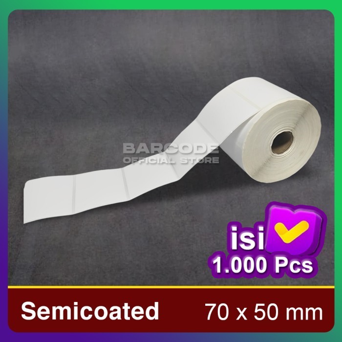 

KERTAS STICKER LABEL PRINTER BARCODE 70 X 50 MM - 1 LINE - SEMICOATED -TMA69