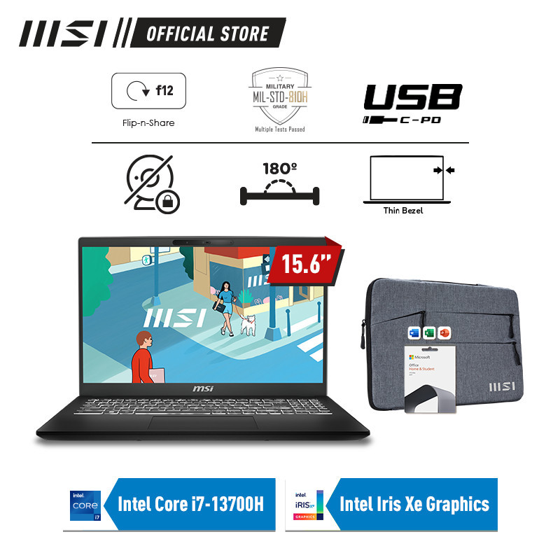 MSI Modern 15 H C13 i7-13700H Iris Xe Graphics 15.6" FHD IPS Level