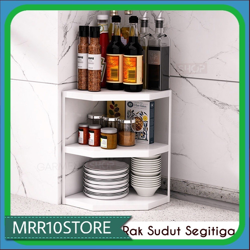 Rak Dapur Susun Sudut Rak Bumbu Meja 2 3 Susun Besi Anti Karat Stainless Steel Kuat Kokoh Hitam Puti