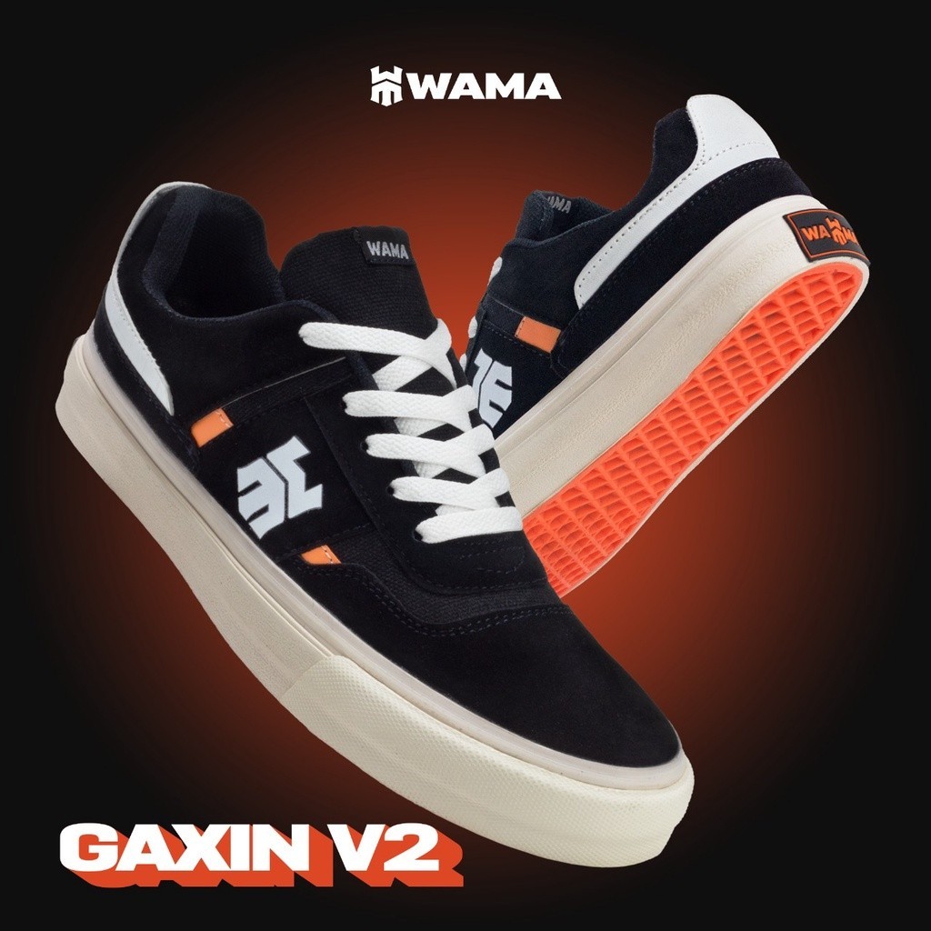 PROMO WAMA - Gaxin Black | Sepatu Sneakers Casual Pria Ukuran 39-43 Lokal Brand Vulcanized