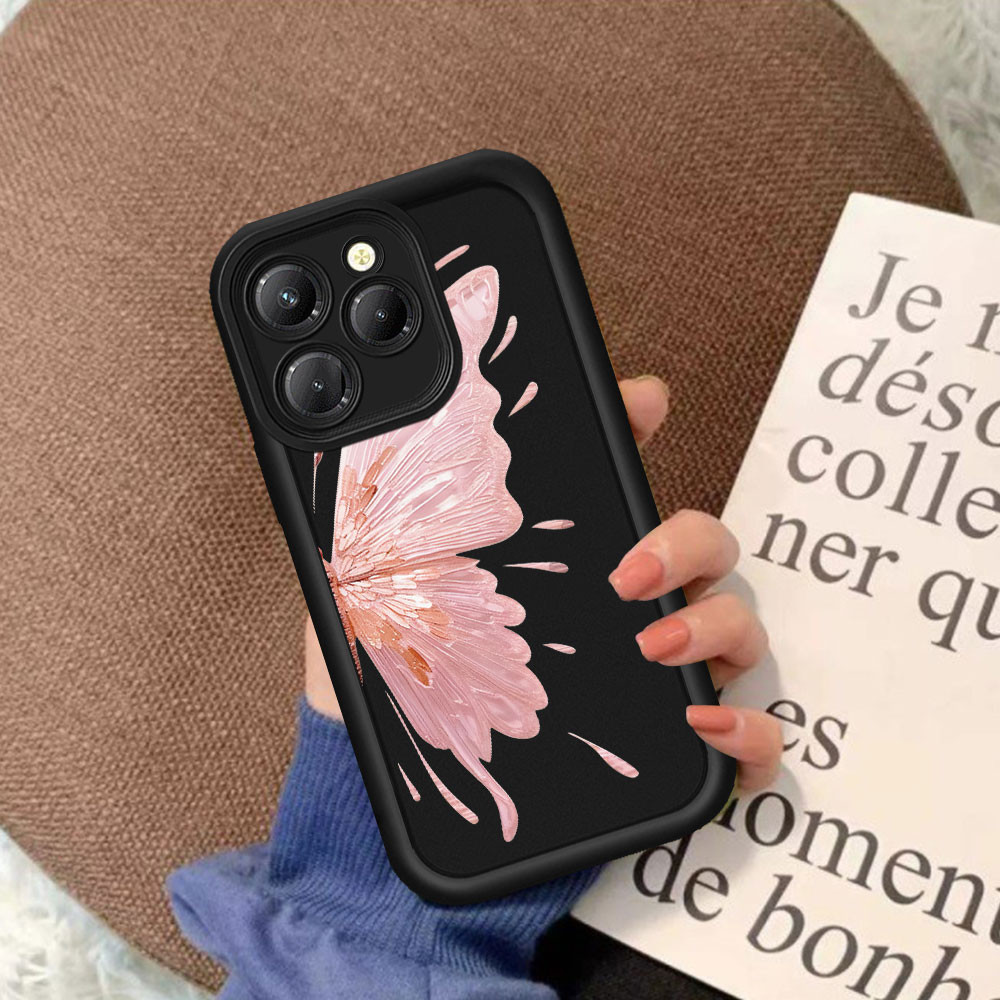 Casing hp iPhone 11 15 13 12 14 Pro Max XR iPhone 7 Plus 8 6 6S XS Max Rose Gold Butterfly Case Sam